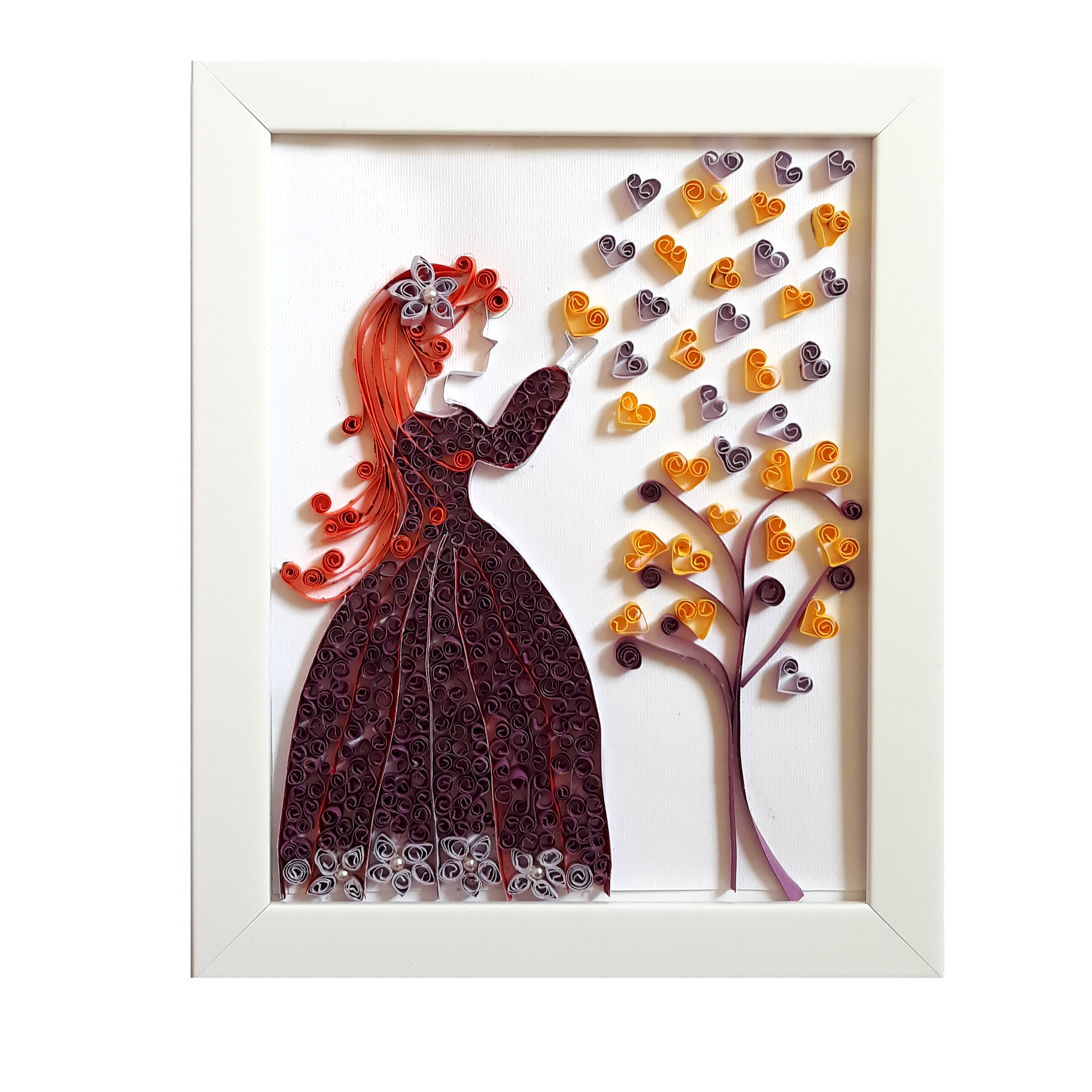 تابلو ملیله کاغذی مدل دختر و درخت