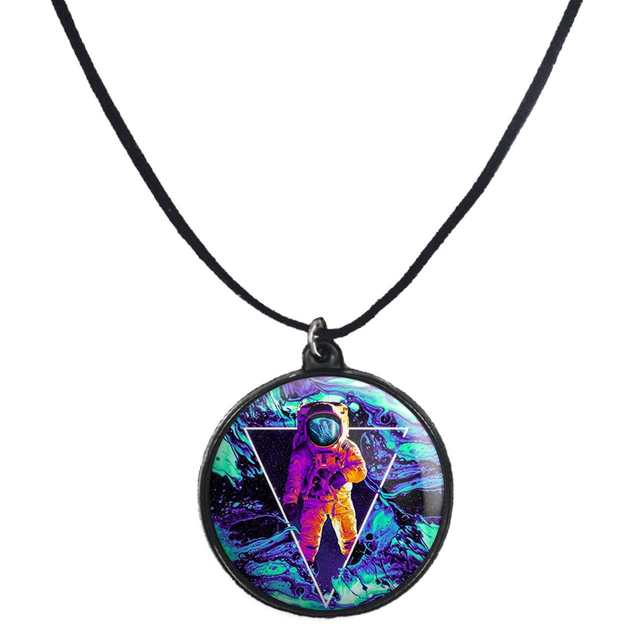 گردنبند پرمانه طرح فضانورد کد pmb.10352 مدل دو طرفه