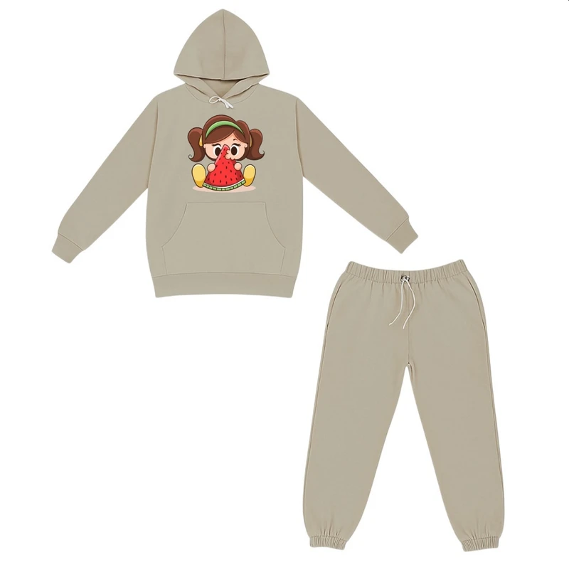 ست هودی و شلوار راحتی بچگانه مدل دخترک یلدایی کد p1 