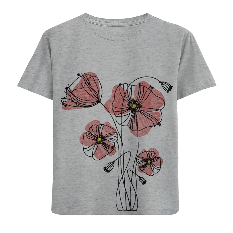 تی شرت آستین کوتاه دخترانه مدل گل F311