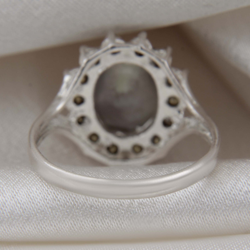 انگشتر نقره زنانه بازرگانی میلادی مدل سنگ عقیق بابا قوری نگین برلیان بدون ریزش کد AW_680