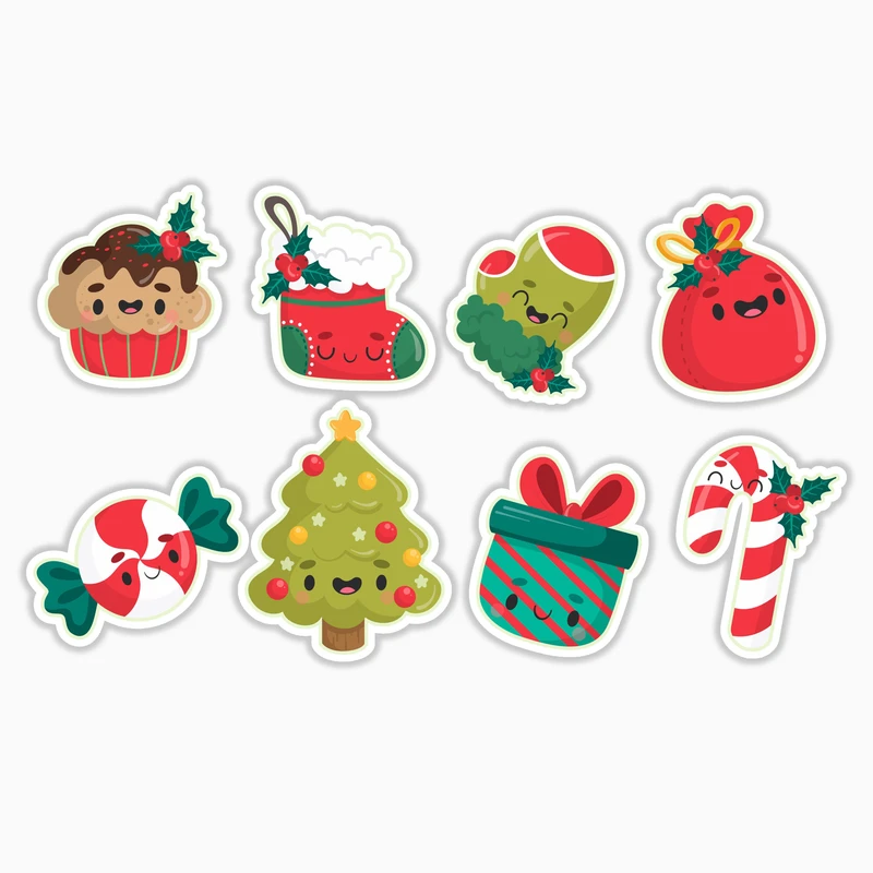 استیکر لپ تاپ و موبایل بووم طرح کریسمس مدل Minimal کد MR178 مجموعه 8 عددی