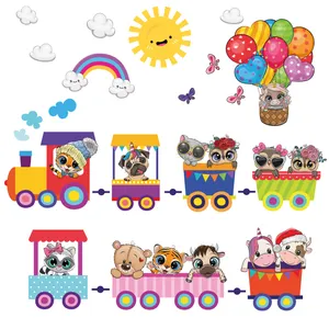استیکر دیواری کودک تُکتم مدل قطار کد 03 مجموعه 25 عددی