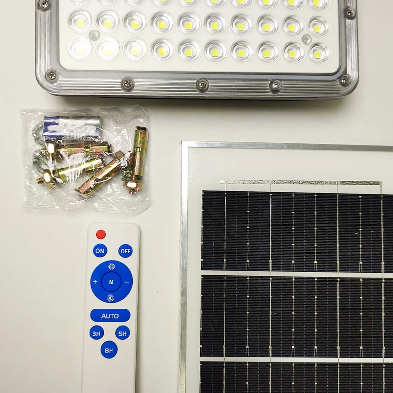 عکس شماره 11 : پروژکتور خورشیدی 100 وات مدل فلت 100w کد 803 به همراه پنل خورشیدی