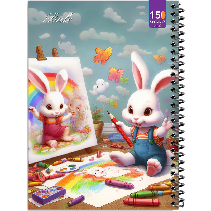 دفتر نقاشی 150 برگ انتشارات بله مدل رحلی طرح فانتزی خرگوش نقاش کد A4-P122