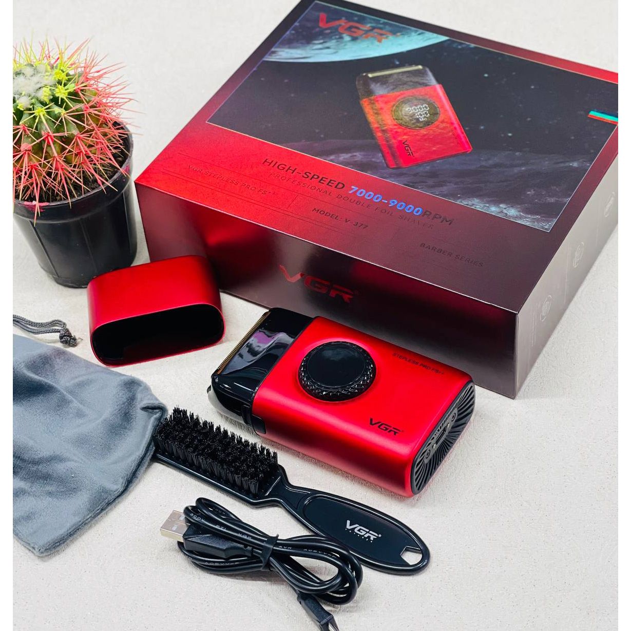 ماشین اصلاح موی صورت شارژی وی جی ار مدل V-377 -  - 8