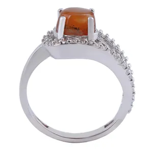 انگشتر نقره زنانه بازرگانی میلادی مدل عقیق آبکاری رادیوم قالب جواهری کد AWR_1449