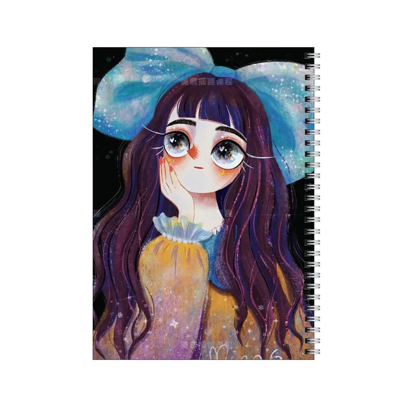 دفتر مشق 50 برگ بامبیلیپ طرح دختر چشم گربه ای با پاپیون کد 1790456