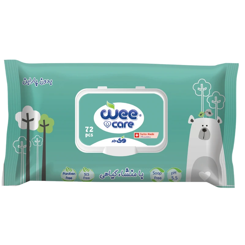 عکس شماره 2 : دستمال مرطوب کودک وی کر مدل herbal origin 4-extract چهار بسته 72 عددی