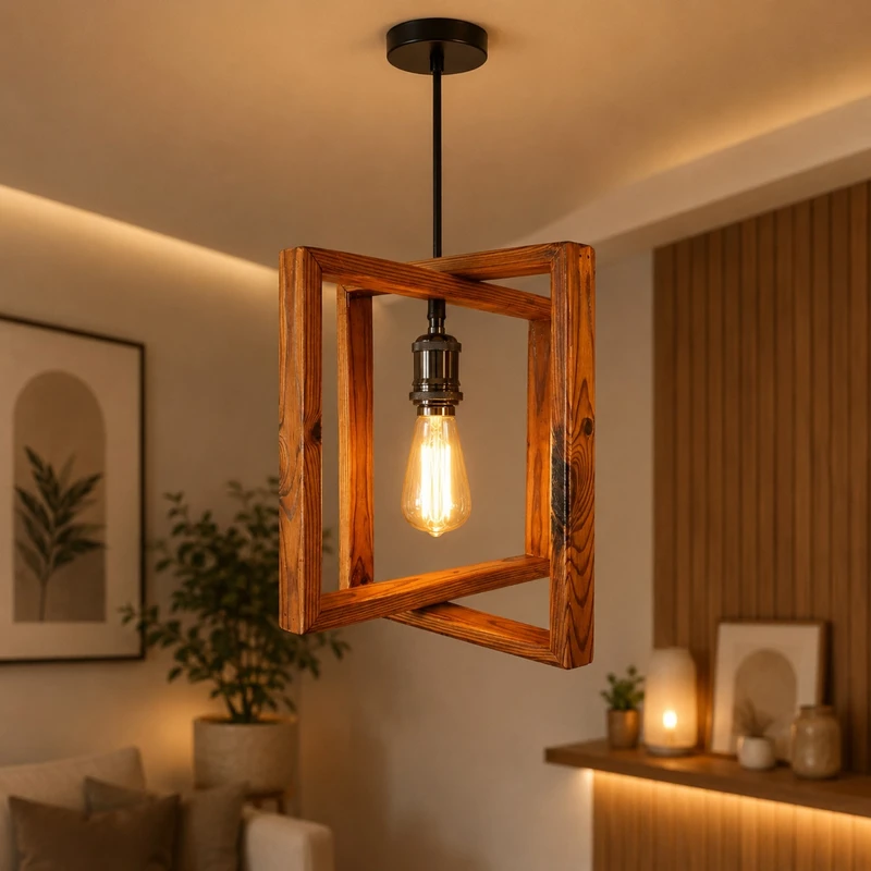 لوستر آویز مدل چوبی کلاسیک کد 01