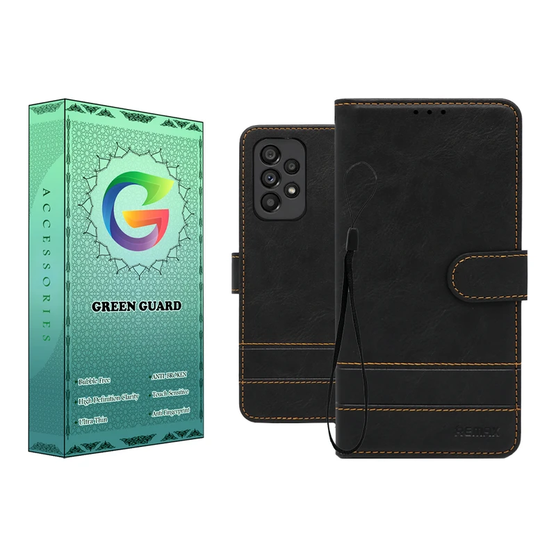 کیف کلاسوری گرین گارد مدل چرمی GGFox مناسب برای گوشی موبایل سامسونگ Galaxy A32 5G / M32 5G /A13 4G  به همراه بندآویز