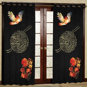 پرده مدل گل و شعر هازان پانچی کد 4790 سایز 140x200 سانتی متر
