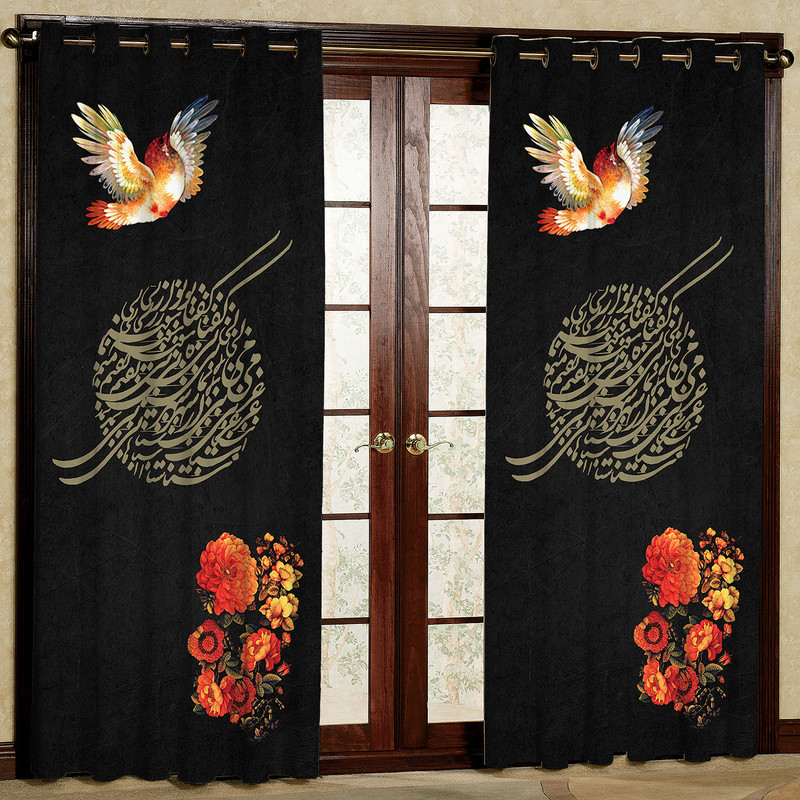  پرده مدل گل و شعر هازان پانچی کد 4790 سایز 140x200 سانتی متر