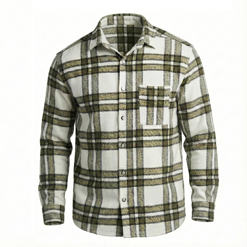 پیراهن آستین بلند یقه ایستاده مردانه مدل پشمی کد 7859