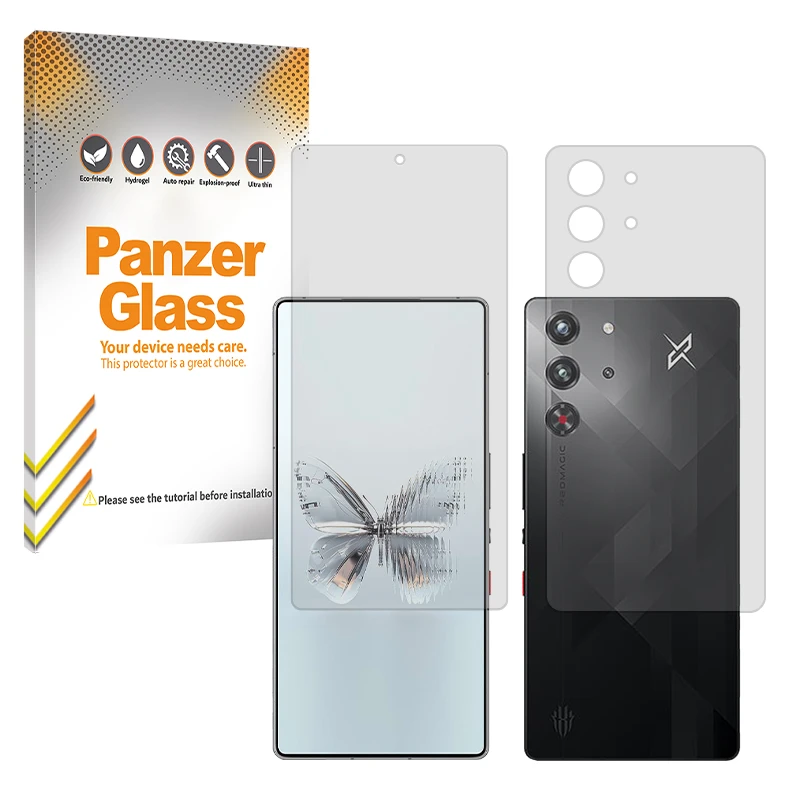 محافظ صفحه نمایش شفاف پنزر گلس مدل Resistant مناسب برای گوشی موبایل زد تی ای Nubia Red Magic 10 Pro به همراه محافظ پشت گوشی 