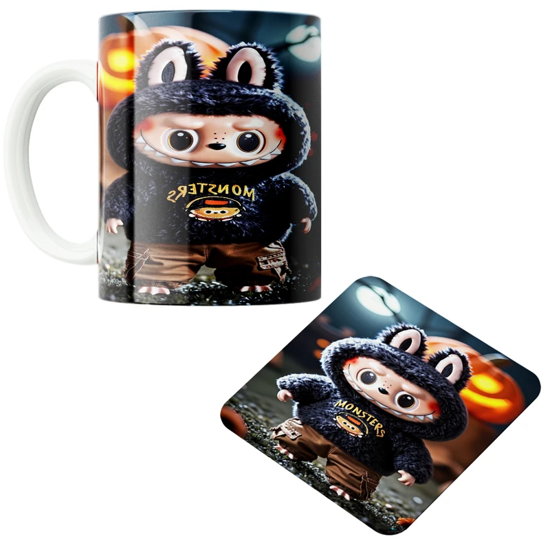 ماگ پاد آفرین مدل لبوبو کد 08 به همراه زیر لیوانی