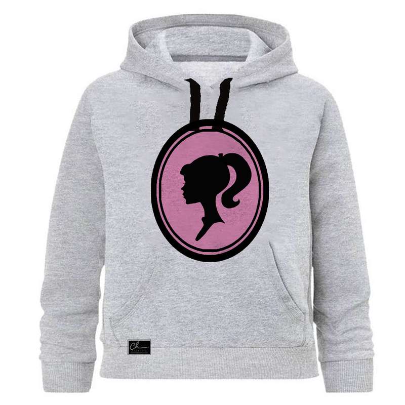 هودی دخترانه مدل باربی کد J78 رنگ طوسی