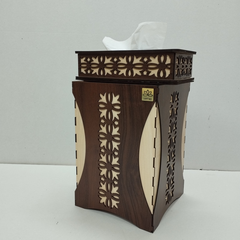 ست سطل و جای دستمال کاغذی لوتوس مدل شکوفه
