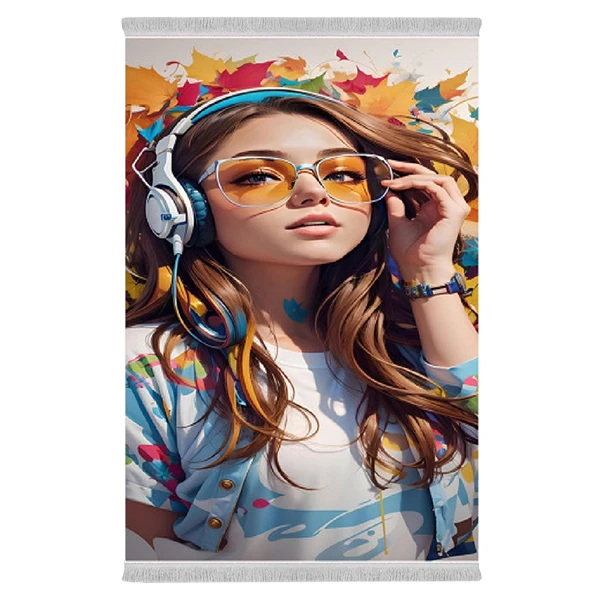 فرش پارچه‌ای دفه مدل فرشینه شانل مخمل طرح فانتزی کد 90579