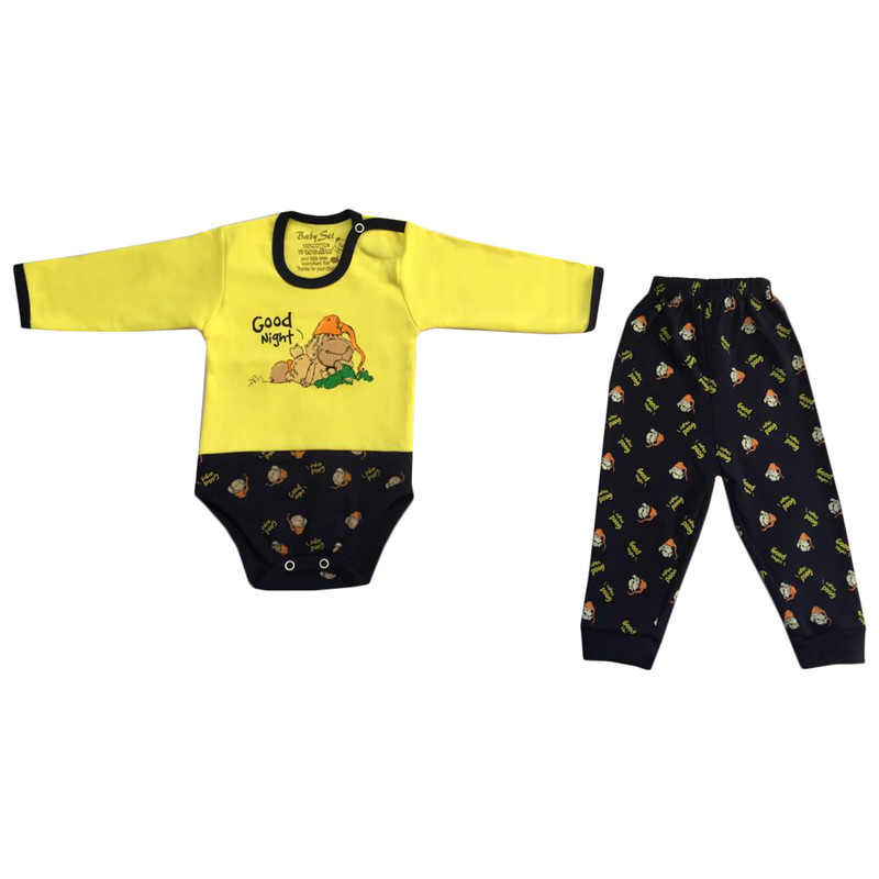 ست بادی و شلوار نوزادی بیبی ست طرح گوسفند زبل