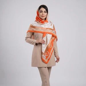 روسری زنانه مدل نخ پاییزه دست دوز قواره 140 کد a-2851