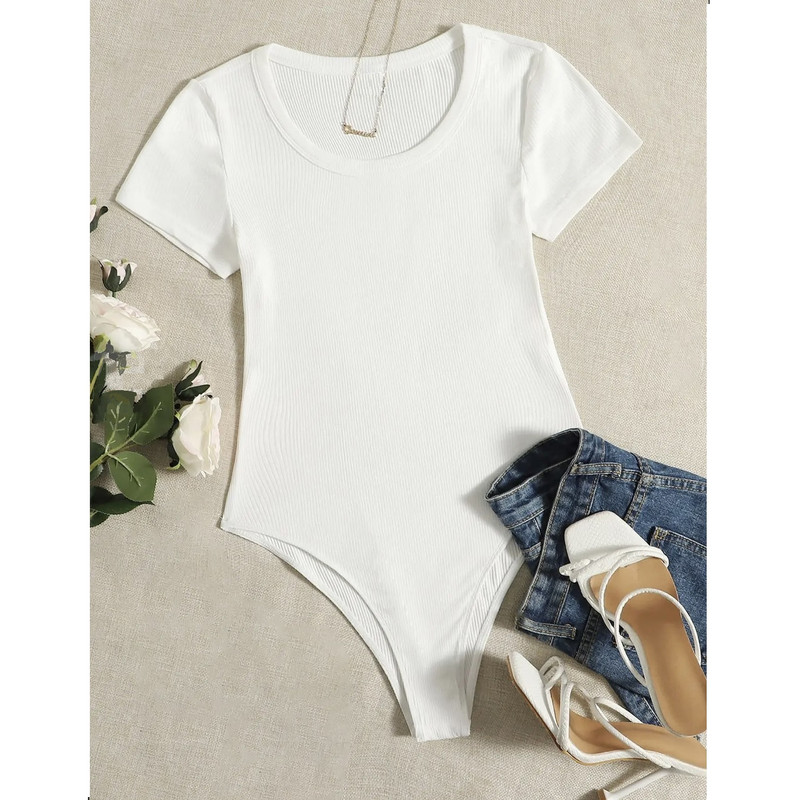 بادی آستین کوتاه زنانه کژین دوخت مدل B02 رنگ شیری