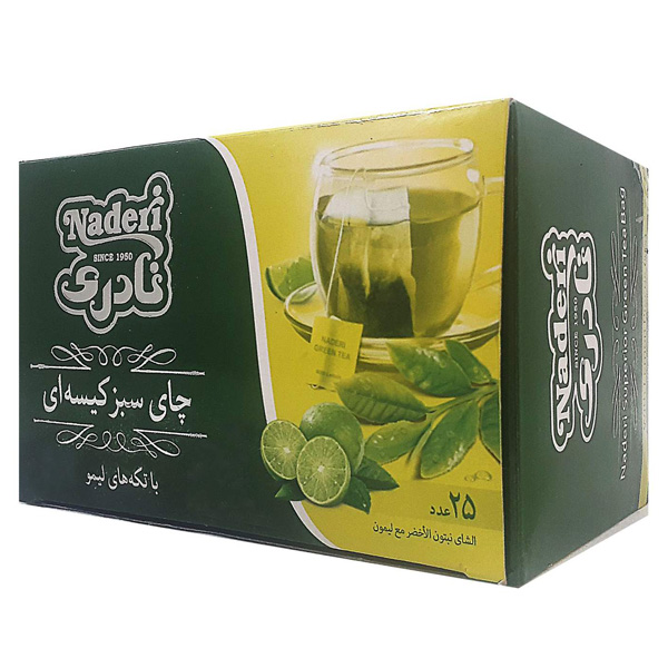 چای سبز کیسه ای ممتاز با تکه های لیمو نادری بسته 25 عددی