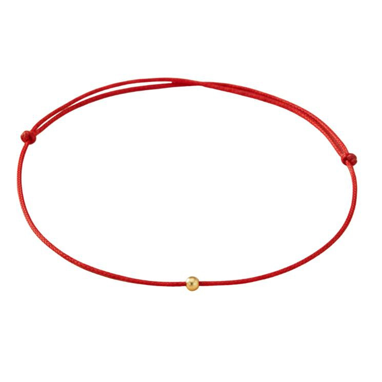 دستبند طلا 18 عیار زنانه با بند نخی لیردا مدل گوی کد Red String