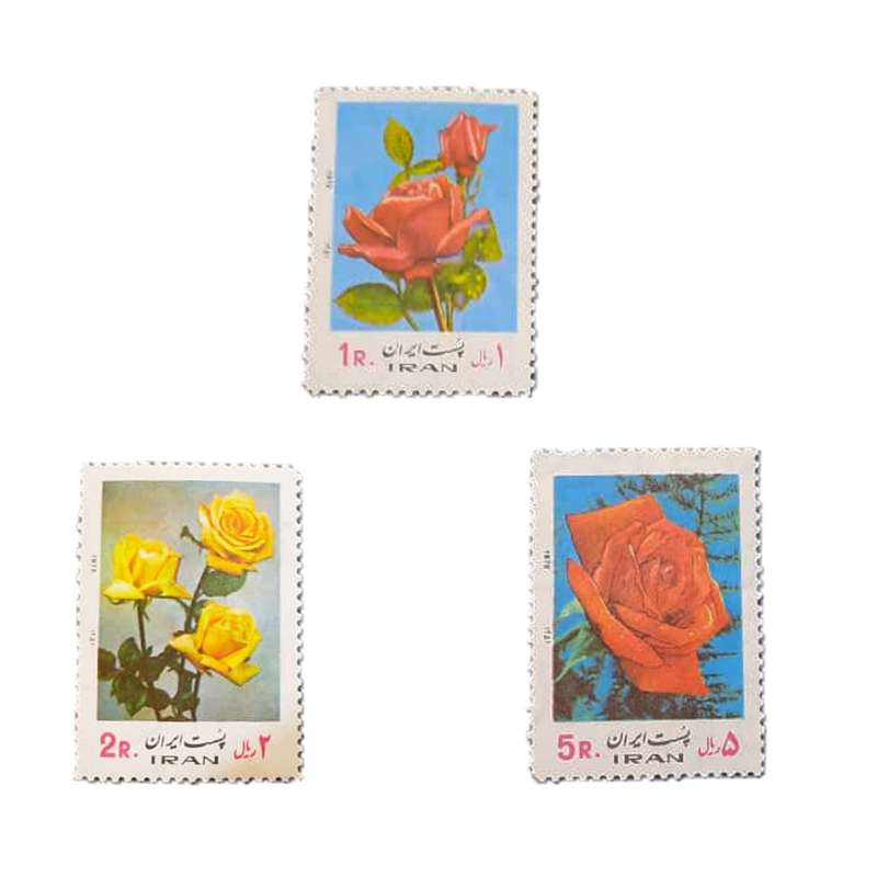 تمبر یادگاری مدل گل رز کد IR1406 مجموعه سه عددی