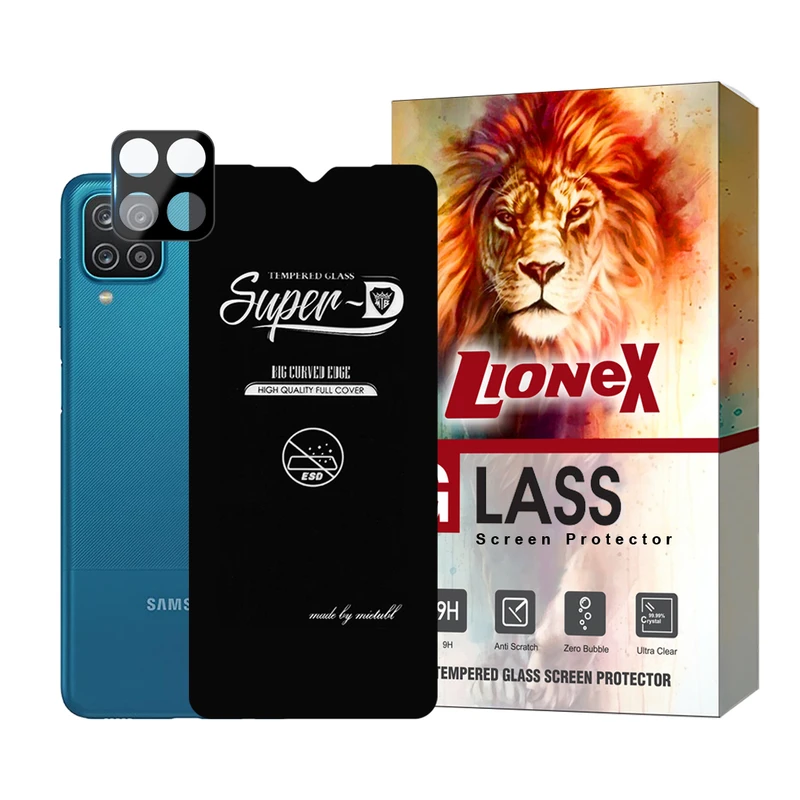 محافظ صفحه نمایش لایونکس مدل SUPLNFULI مناسب برای گوشی موبایل سامسونگ Galaxy A12 / A12 Nacho / M12 / F12 به همراه محافظ لنز گوشی