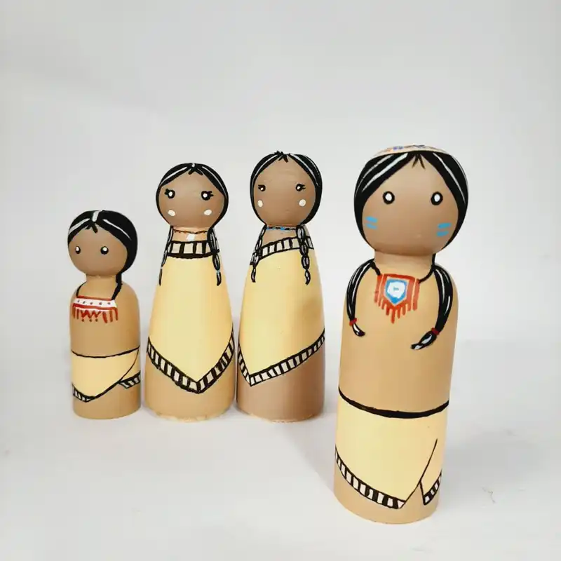 اسباب بازی چوبی مدل دخترهای سرخپوست مجموعه 4 عددی