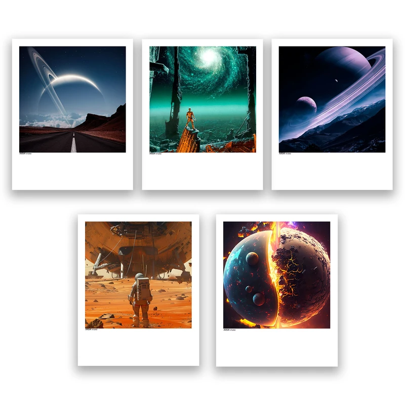 آویز تزیینی عرش مدل فانتزی فضا و کهکشان کد Asa736 مجموعه پنج عددی