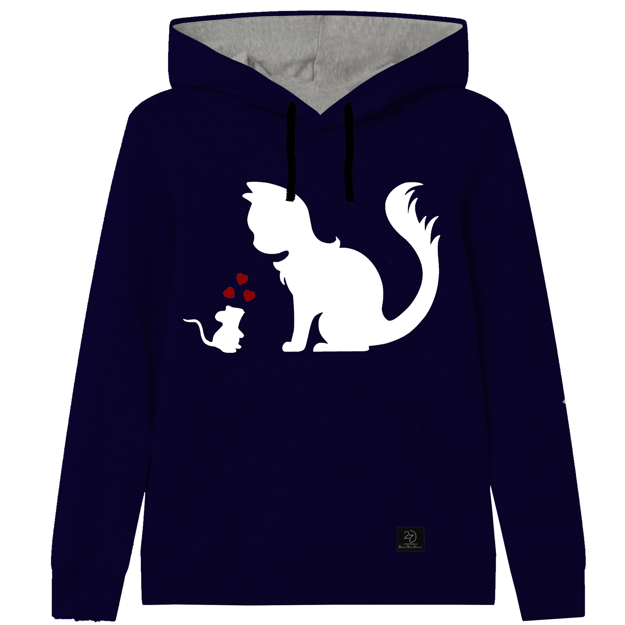 هودی دخترانه 27 مدل گربه کد V08 رنگ سرمه ای