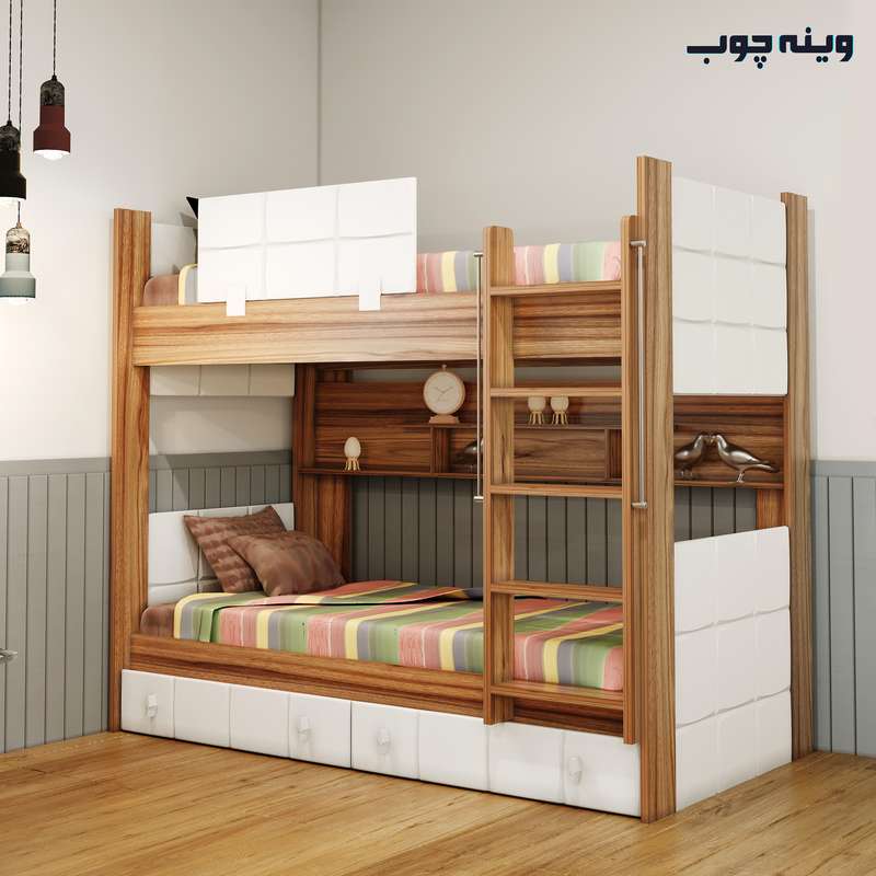 تخت خواب دو طبقه برند وینه چوب مدل لکسوس سایز 90x200 سانتیمتر