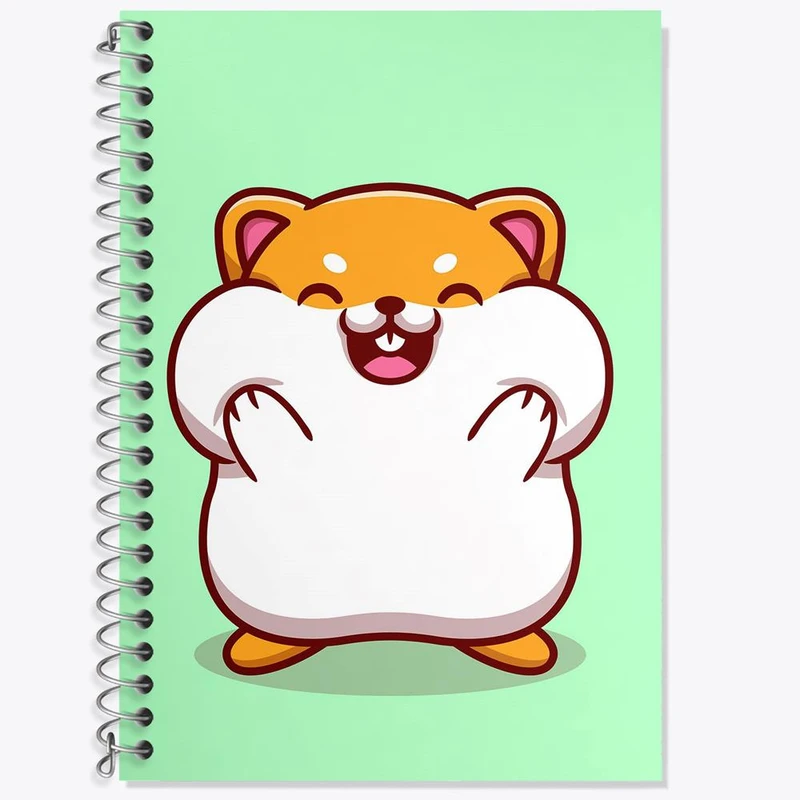 دفتر زبان 50 برگ خندالو مدل دو خط طرح حیوانات بامزه موش خرما کد 25395