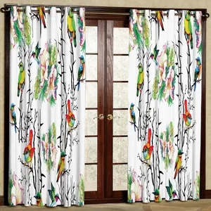 پرده مدل پرنده های رنگی مخمل پانچی کد 2009 سایز 200x140 سانتی متر