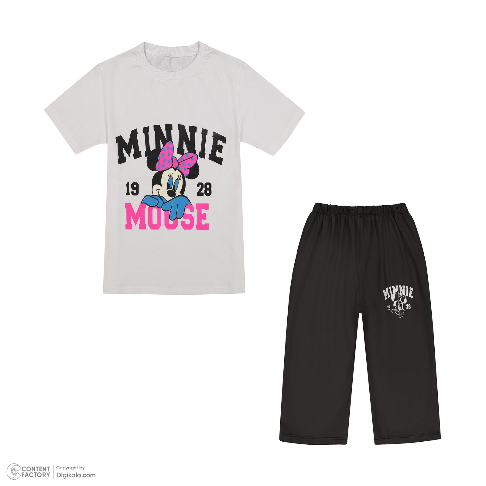ست تی شرت آستین کوتاه و شلوارک دخترانه مدل MINNIE رنگ سفید -  - 2