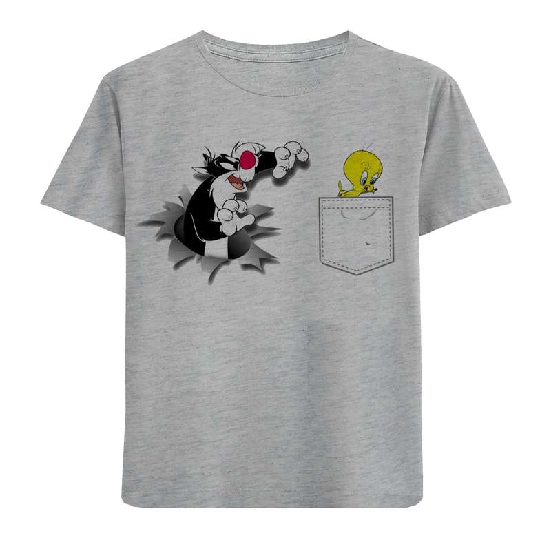 تی شرت آستین کوتاه بچگانه مدل گربه وجوجه F857