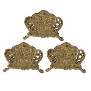 جای دستمال کاغذی برنزی مدل Sjdk77 طرح گل رز بسته 3 عددی