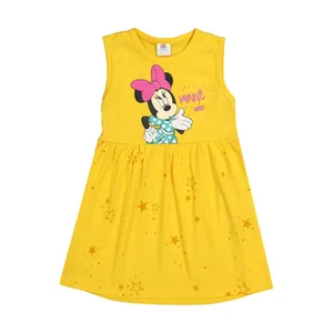 پیراهن دخترانه مدل میکی موس رنگ زرد