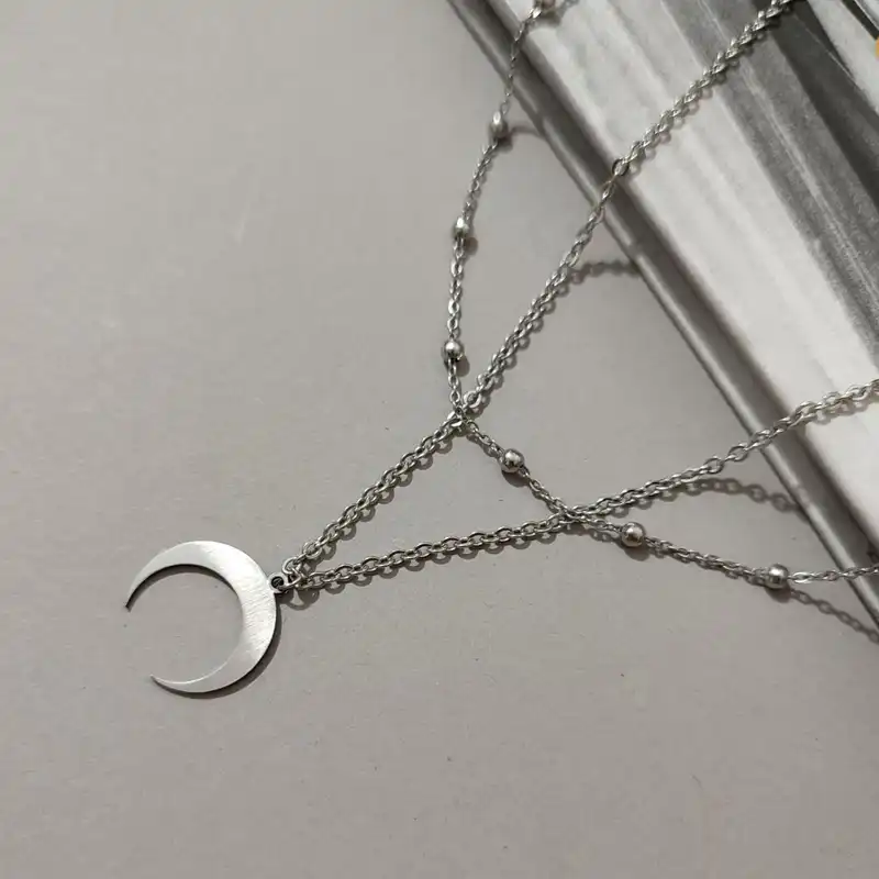 گردنبند مدل دولاین کمان ماه و زنجیر توپی