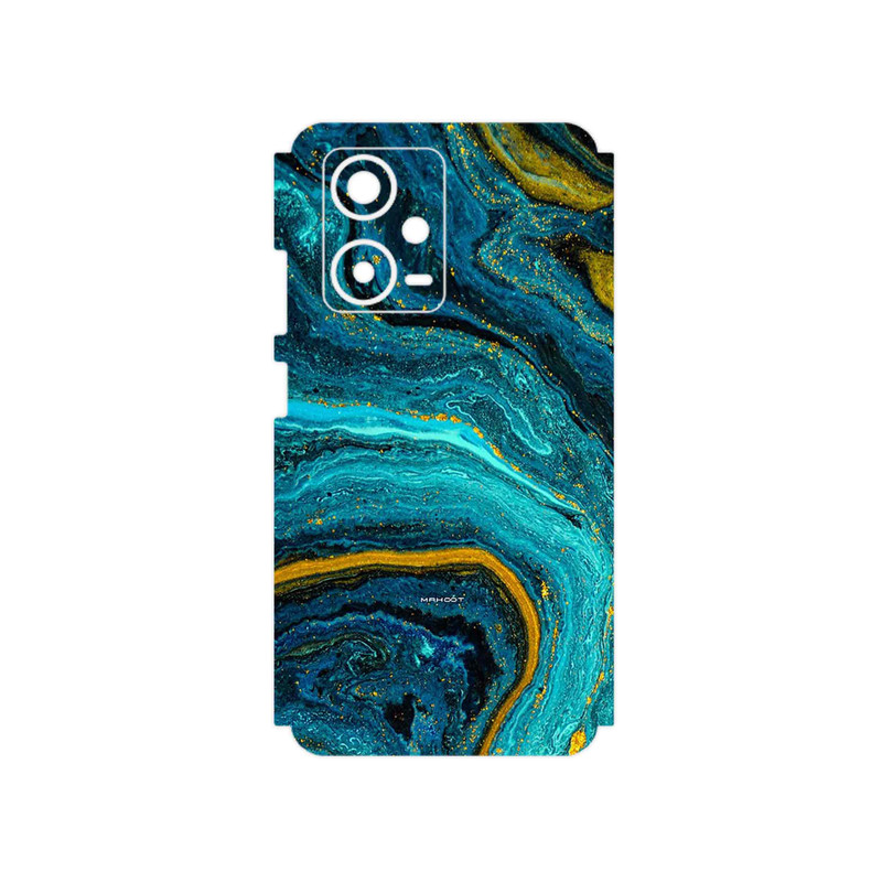 برچسب پوششی ماهوت مدل Turquoise marblewith golden streaks مناسب برای گوشی موبایل شیائومی Redmi Note 12 Pro Plus
