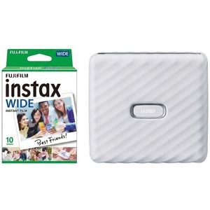 پرینتر عکس بدون جوهر فوجی فیلم مدل Instax Link Wide با چاپ عریض، اتصال بلوتوث و باتری قابل شارژ، به همراه فیلم چاپ سریع Instax Wide