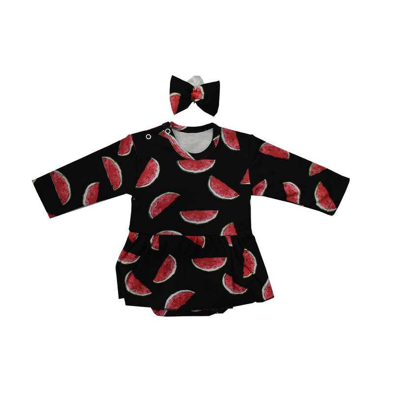 ست بادی و هدبند نوزادی مدل هندوانه