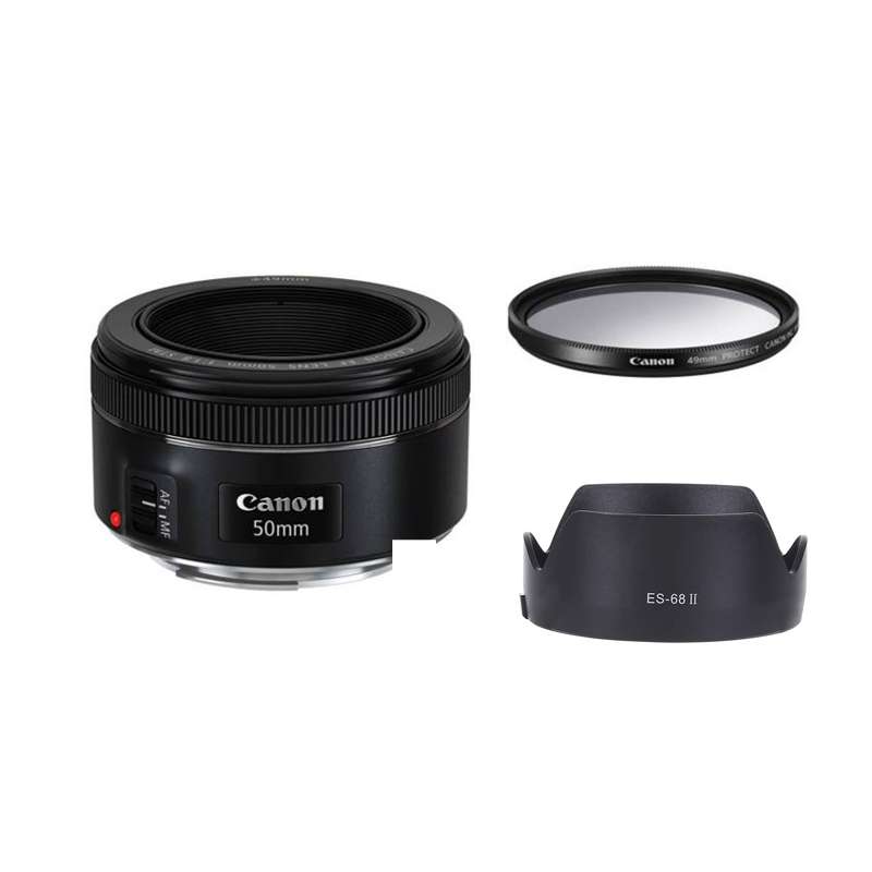  لنز کانن مدل EF 50mm f/1.8 STM به همراه لوازم جانبی