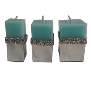 شمع مدل مکعب طرح سنگی مجموعه 3 عددی