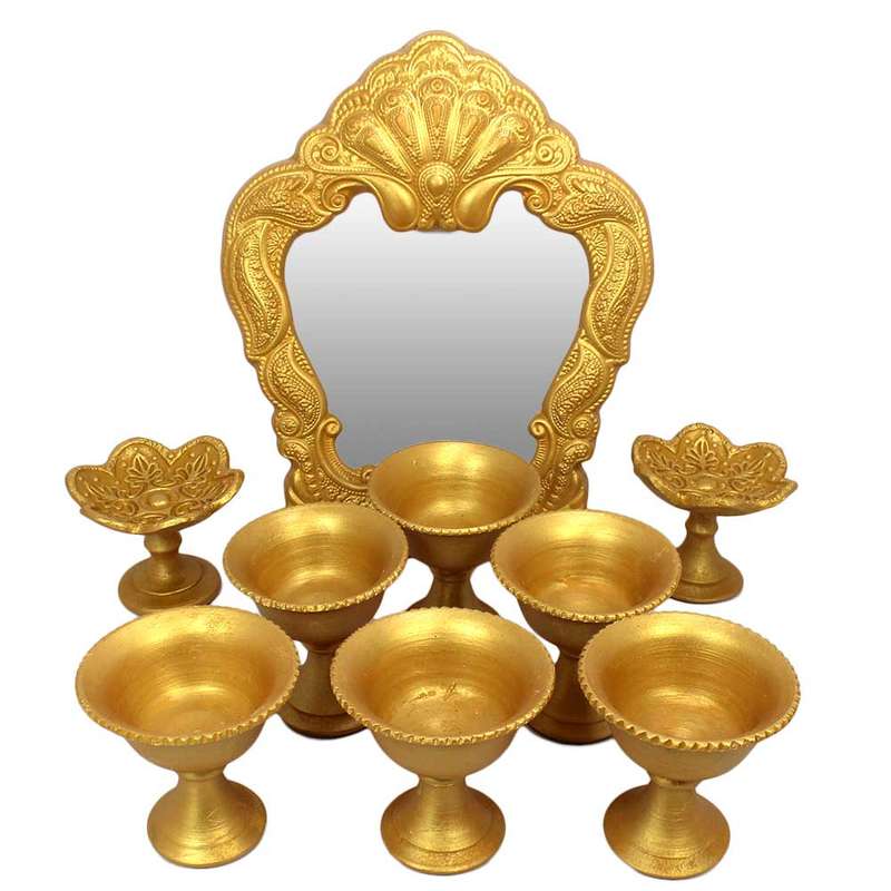 مجموعه ظروف هفت سین 9 پارچه دست نگار طرح جام لب کنگره