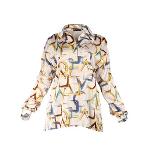 بلوز زنانه مدل نیم زیپ طرح هندسی