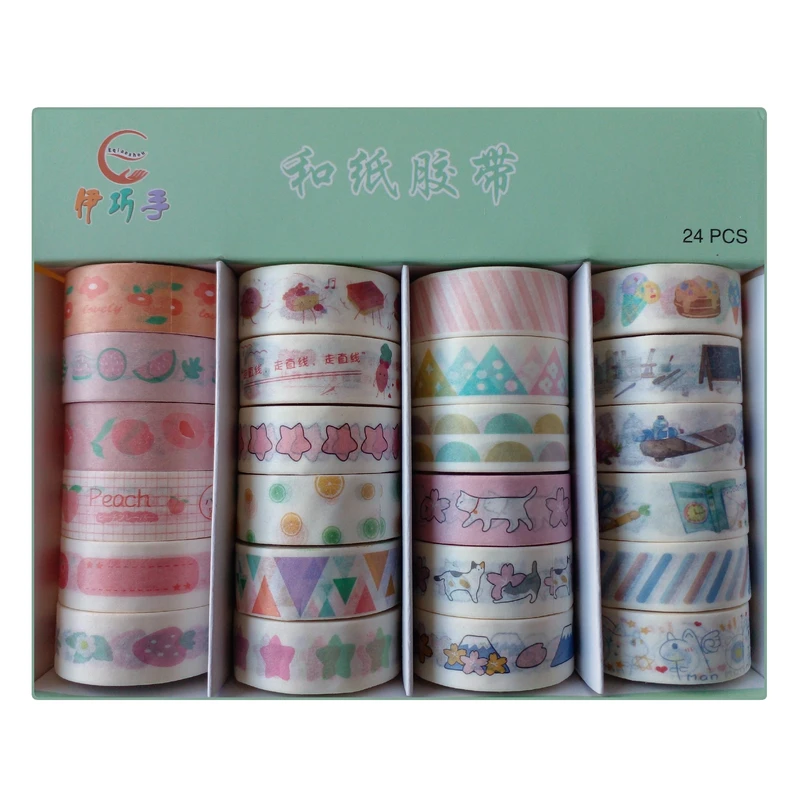 چسب کاغذی مدل واشی کد T33 عرض 1.5 سانتی متر بسته 24 عددی