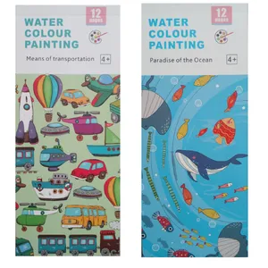بازی آموزشی رنگ آمیزی مدل دفترچه نقاشی آبرنگی کد Y44 به همراه قلم مو مجموعه دو عددی